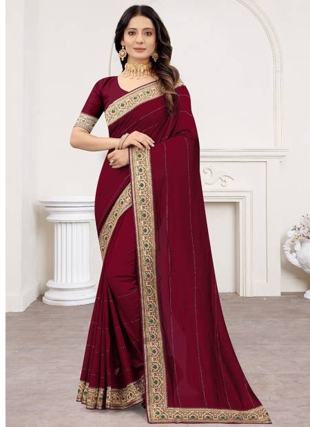 Maroon Colour Vedika New Designer Wedding Wear Stylish Heavy Silk Jari Embroidered Saree Collection 5818